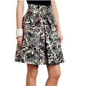 COREY LYNN CALTER Anthropologie Pleated A-Line Tropical Print Skirt size 8